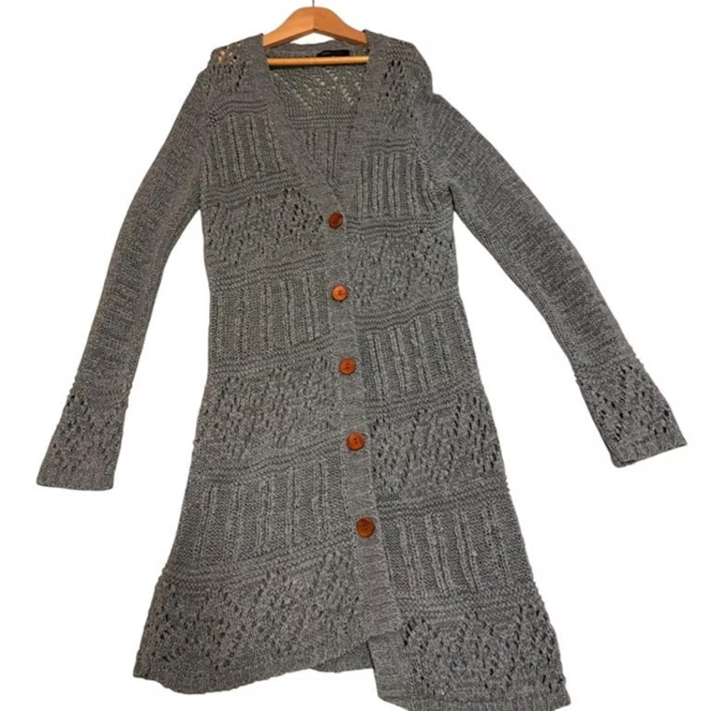 BCBGMaxAzria Charcoal Button-Down Cardigan